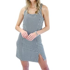 Ivy & Leo Sleeveless Mini Dress Size S Gingham Plaid Black White Preppy Academia